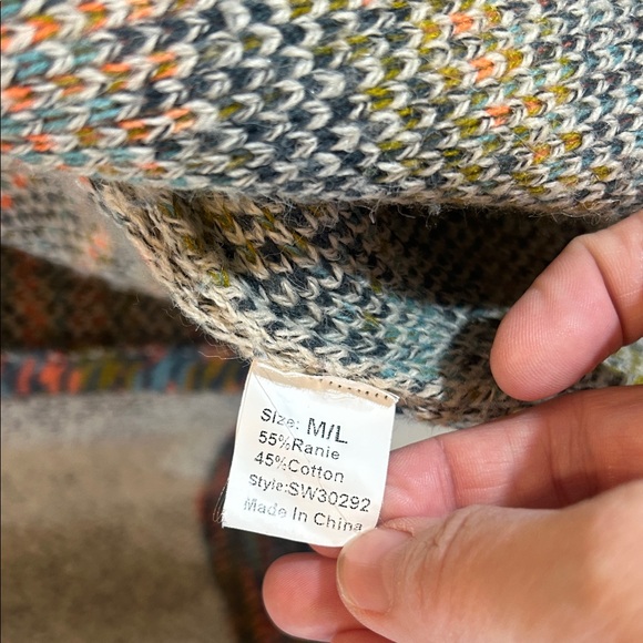 Chic Multicolor Open-Front Cardigan L - Picture 3 of 7